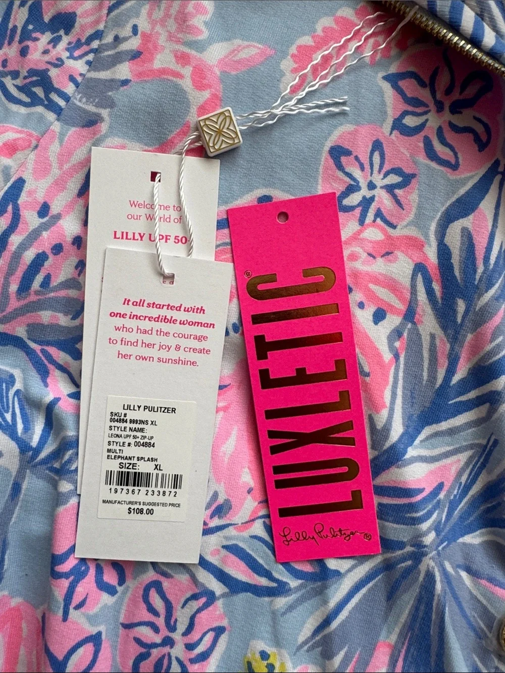 Lilly Pulitzer Leona Zip front Jacket XL elephant, splash - Picture 4 of 5